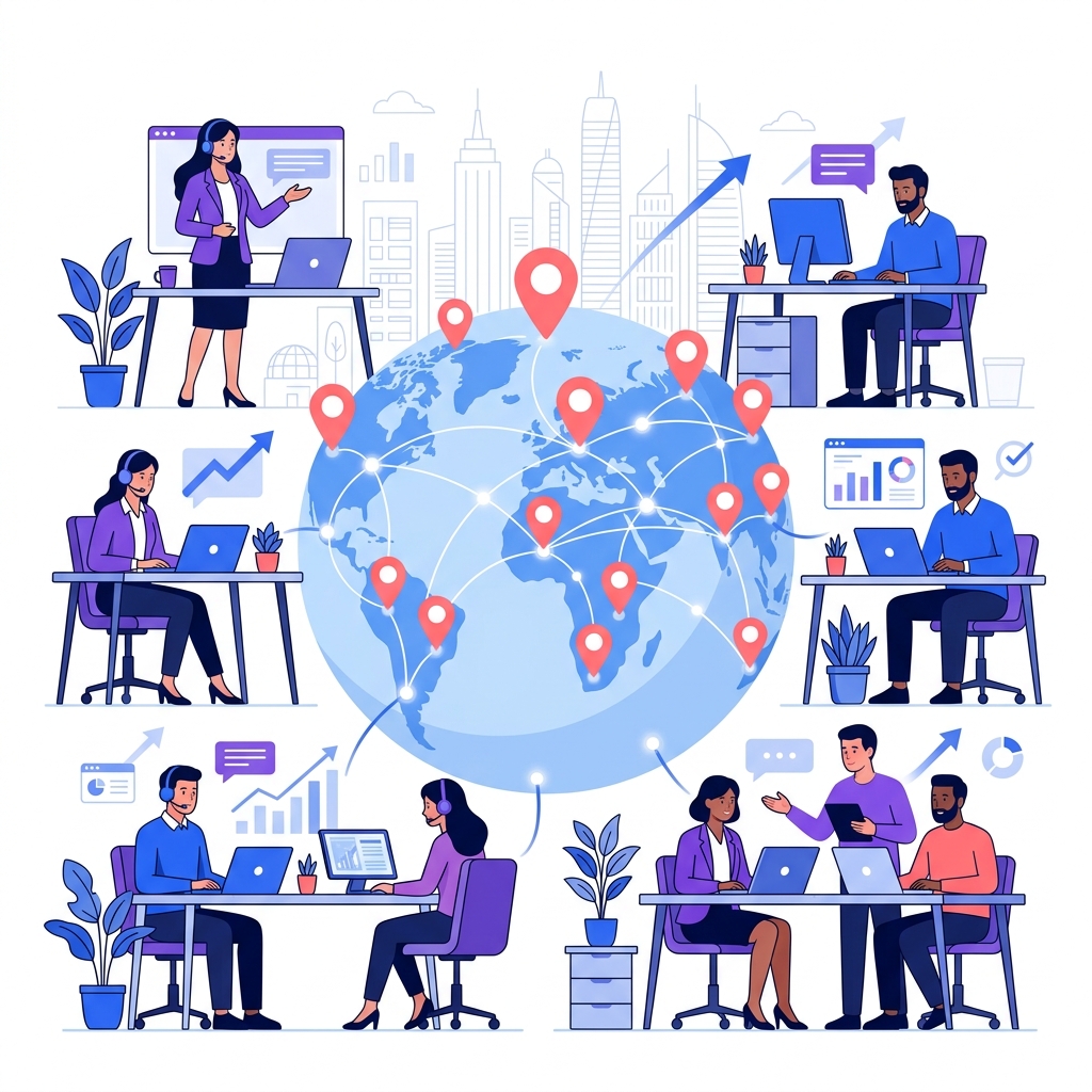 Zibol Remote Recruitment Operations and Global Talent Networks Illustration